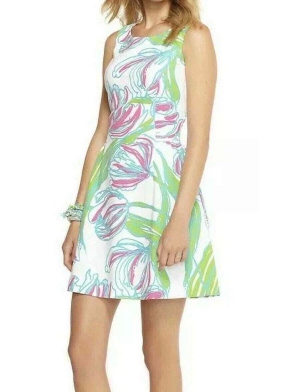 Lilly Pulitzer Bella Resort White Ring The Bellboy Dress Pink Green Casual XS - Picture 2 of 8